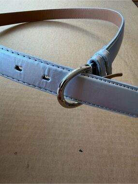 Women's silver Leather Belt with silver Loop Buckle